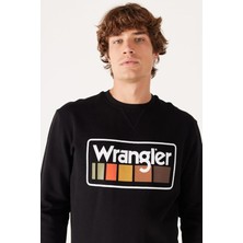 Wrangler W646H1001 Siyah Wrangler Baskılı Bisiklet Yaka Erkek Sweat