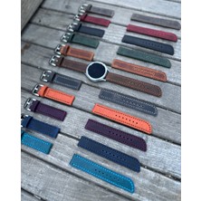 Brown Art Craft 20MM Samsung Galaxy Watch 3 4 5 6 Pro Classic Hakiki Astarlı Deri Akıllı Saat Kordonu