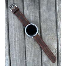 Brown Art Craft 20MM Xiaomi S1 S2 S3 Actıve  Uyumlu Hakiki Deri Astarlı Akıllı Saat Kordonu