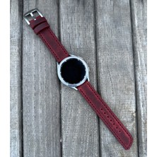 Brown Art Craft 22MM Samsung Galaxy Watch 3 4 5 6 Pro Classic Hakiki Astarlı Deri Akıllı Saat Kordonu