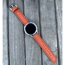 Brown Art Craft 22MM Samsung Galaxy Watch 3 4 5 6 Pro Classic Hakiki Astarlı Deri Akıllı Saat Kordonu