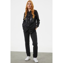 Çıtçıtlı Cep Detaylı Tunik Eşofman Takım - Siyah