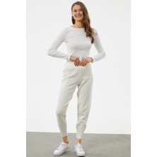 Sementa Jogger Rahat Kalıp Triko Pantolon - Kemik