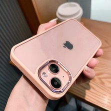 Dexmon iPhone 15 Uyumlu Kılıf Metal Buton ve Kamera Çerçeveli Kenarları Silikon Arkası Sert Titanium Case