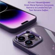 Dexmon iPhone 15 Uyumlu Kılıf Metal Buton ve Kamera Çerçeveli Kenarları Silikon Arkası Sert Titanium Case