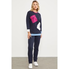 Cep Detaylı Renkli Eşofman Takım - Lacivert