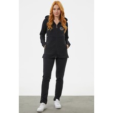 Kapüşonlu Kapitone Detaylı Eşofman Takım - Siyah