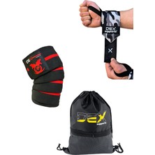 Dex Supports Spor Bileklik Wraps+Diz Bandajı Knee Wraps+ Sackpack 3'lü Set