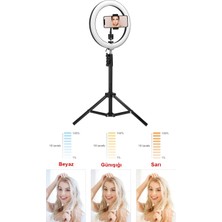 Gaman 10 Inç Ring Light 120 Ledli 3 Farklı Işık Rengi Youtuber Led Işıklı 140 cm Tripod Selfie Makyaj Işığı