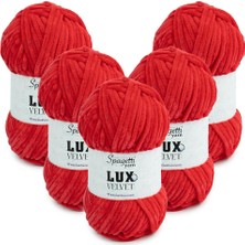 Spagetti Yarn Lux Velvet 5'li Kırmızı El Örgü Ipliği