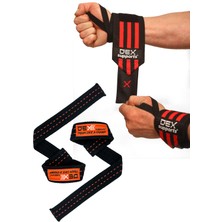 Dex Supports Wrist Wraps Spor Bileklik + Pro Lifting Straps Halter Kayışı 2'li Set