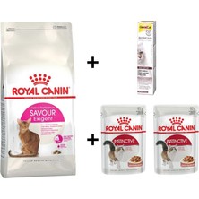 Royal Canin Savour Exigent Kuru Kedi Maması 2 kg + 2 Adet Rc Yaş Mama + 20 gr Gimcat Malt