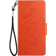 Forestl Digital Apple iPhone 12 Mini Telefon Kılıfı Baskısı Kelebek Çiçek Telefon Kapağı 5.4 Inç Pu Deri+Tpu Cüzdan Stand Vaka-Orange (Yurt Dışından)