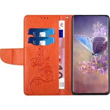 Forestl Digital Apple iPhone 12 Mini Telefon Kılıfı Baskısı Kelebek Çiçek Telefon Kapağı 5.4 Inç Pu Deri+Tpu Cüzdan Stand Vaka-Orange (Yurt Dışından)