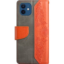 Forestl Digital Apple iPhone 12 Mini Telefon Kılıfı Baskısı Kelebek Çiçek Telefon Kapağı 5.4 Inç Pu Deri+Tpu Cüzdan Stand Vaka-Orange (Yurt Dışından)