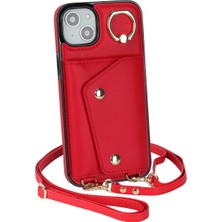 Forestl Digital Apple iPhone 12 Mini Deri Kaplamalı Tpu Telefon Kickstand Case Zipper Cüzdan Crossbody Telefon Kapak Kırmızı (Yurt Dışından)