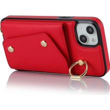 Forestl Digital Apple iPhone 12 Mini Deri Kaplamalı Tpu Telefon Kickstand Case Zipper Cüzdan Crossbody Telefon Kapak Kırmızı (Yurt Dışından)