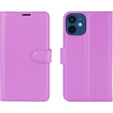 Forestl Digital Litchi Doku Cüzdan Stand Deri Telefon Kapağı Apple iPhone 12 Mini Cep Telefonu Aksesuar-Doğru (Yurt Dışından)