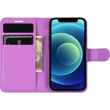 Forestl Digital Litchi Doku Cüzdan Stand Deri Telefon Kapağı Apple iPhone 12 Mini Cep Telefonu Aksesuar-Doğru (Yurt Dışından)