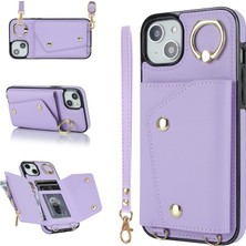 Forestl Digital Apple iPhone 12 Mini Telefon Kılıfı Için Deri Kaplamalı Tpu Telefon Kickstand Case Fermuar Cüzdan Crossbody Telefon Kapak-Morası (Yurt Dışından)