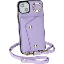 Forestl Digital Apple iPhone 12 Mini Telefon Kılıfı Için Deri Kaplamalı Tpu Telefon Kickstand Case Fermuar Cüzdan Crossbody Telefon Kapak-Morası (Yurt Dışından)