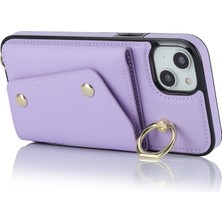 Forestl Digital Apple iPhone 12 Mini Telefon Kılıfı Için Deri Kaplamalı Tpu Telefon Kickstand Case Fermuar Cüzdan Crossbody Telefon Kapak-Morası (Yurt Dışından)