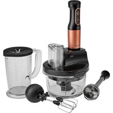 Karaca Mastermaid Prosteel Cam Mutfak Robotu Uzun Blender Ayaklı 6 Bıçaklı 2500 W Black Copper