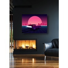 AR AJANS KANVAS TABLO  Kırmızı Ay ve Şehir Görüntüsü Kanvas Tablo K33