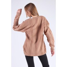 Rays 350 Düğme Detay Örgülü Hırka Camel