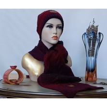 AKG Bakır Simli Bordo Atkı Bere