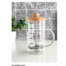 Kitchen Pembelia Bambu Kapaklı Borosilikat Cam Isıya Dayanıklı 600 ml French Press