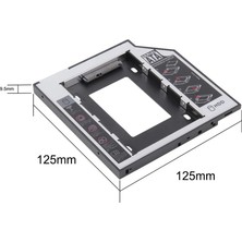 Techtic 9.5mm SSD Caddy Sata Arayüzü Alüminyum Disk Sürücü Kutusu Kızak Muhafaza DVD Adaptörü HDD Notebook Laptop