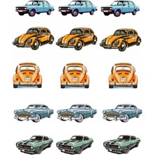 Etiketçi Paşa 15 Adet Xl Boy Nostalji Araç Stickerı Defterler,günlükler,kitaplar Için Eğlenceli Çıkartma Etiketler