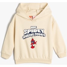 Koton Spiderman Kapşonlu Sweatshirt Lisanslı Uzun Kollu Pamuklu