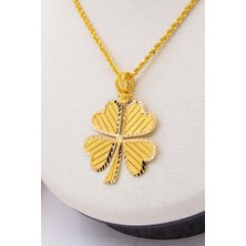 Latif Kuyumcu 22 Ayar Altın Kolye Füzyon Döküm Yoncalı Kolye Ucu ve Halat Zincir