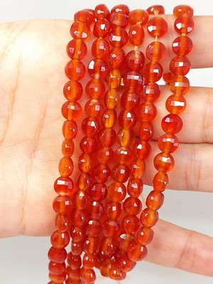 Yaşam Tohumu Akik Taşı Yassı Faset Kesim Dizi 6X4MM (42805)