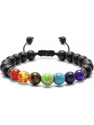 Gümüş Hediye Al Makrome Örgülü Küre Kesim Oniks Doğaltaş Çakra Kadın Bileklik