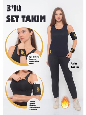 Sauna Suit Sıkılastırıcı Inceltici Termal Atlet ve Tayt , Neopren Spor Bileklik - Koşu Bandı Seti