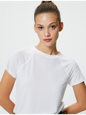 Koton Basic Spor Tişört Bol Kalıp Kısa Kollu Bisiklet Yaka