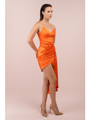 Carmen Saten Straplez Kısa Elbise (CRM-58145)