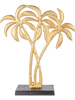 Herdekora Metal Dekor Palmiye Figürlü Obje Gold 41X12X49 Cm.