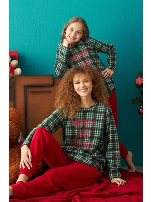 Siyah İnci Alt-Üst Polar Nakışlı Pijama Takım 23235008