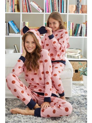 Siyah İnci Kapişonlu Pamuklu Likralı Örme Pijama Takım 23241010
