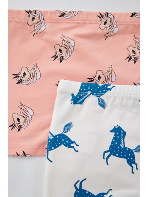 2'li Paket Unicorn Kız Çocuk Boxer Ekru/Pembe