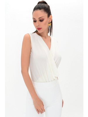 Laranor Alttan Çıtçıtlı Kruvaze Bluz 36 - Ecru