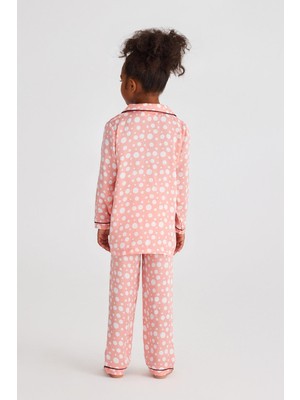 Katia & Bony Infınıty Dots Kız Çocuk Saten Pijama Üst Gül Pembe