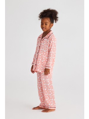 Katia & Bony Infınıty Dots Kız Çocuk Saten Pijama Üst Gül Pembe