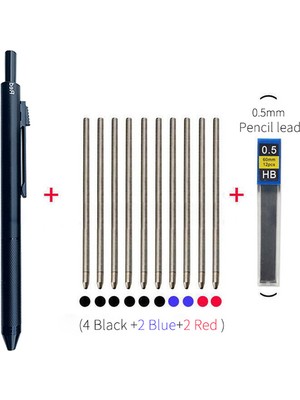 Luoxinguo Kalem-Siyah-Set Metal Çok Renkli Kalem 4'ü 1 Arada Yerçekimi Sensörü Tükenmez Kalem 3 Renkli Tükenmez Kalem ve 1 Mekanik Kurşun Kalem Ofis Okul Kırtasiye Hediyesi (Yurt Dışından)