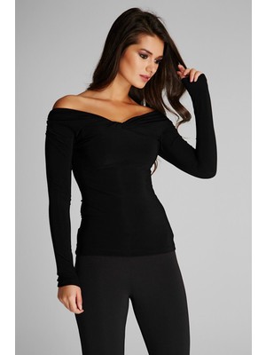 Laranor Madonna Yaka Bluz 36 - Sıyah