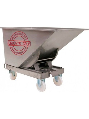 Endüstri Grup - 150Lt - Krom - Forklift Devirme Tertibatlı Konteyner - Çöp Hurda Cnc Talaş Konteyneri Arabası Kovası Kazanı Sepeti